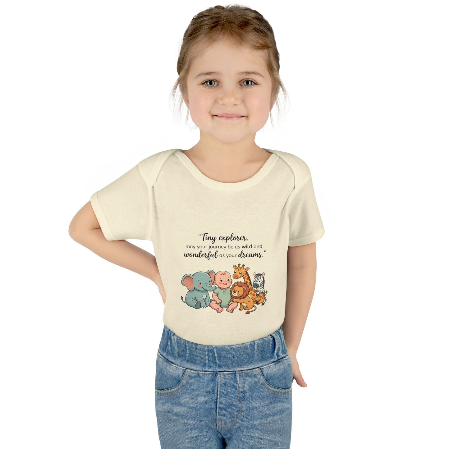Baby Bodysuit — "Tiny Explorer" Cute Animal Nursery Onesie