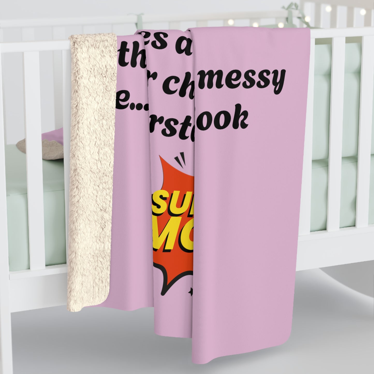 Super Mom Fleece Blanket | mom quote, messy mom illustration