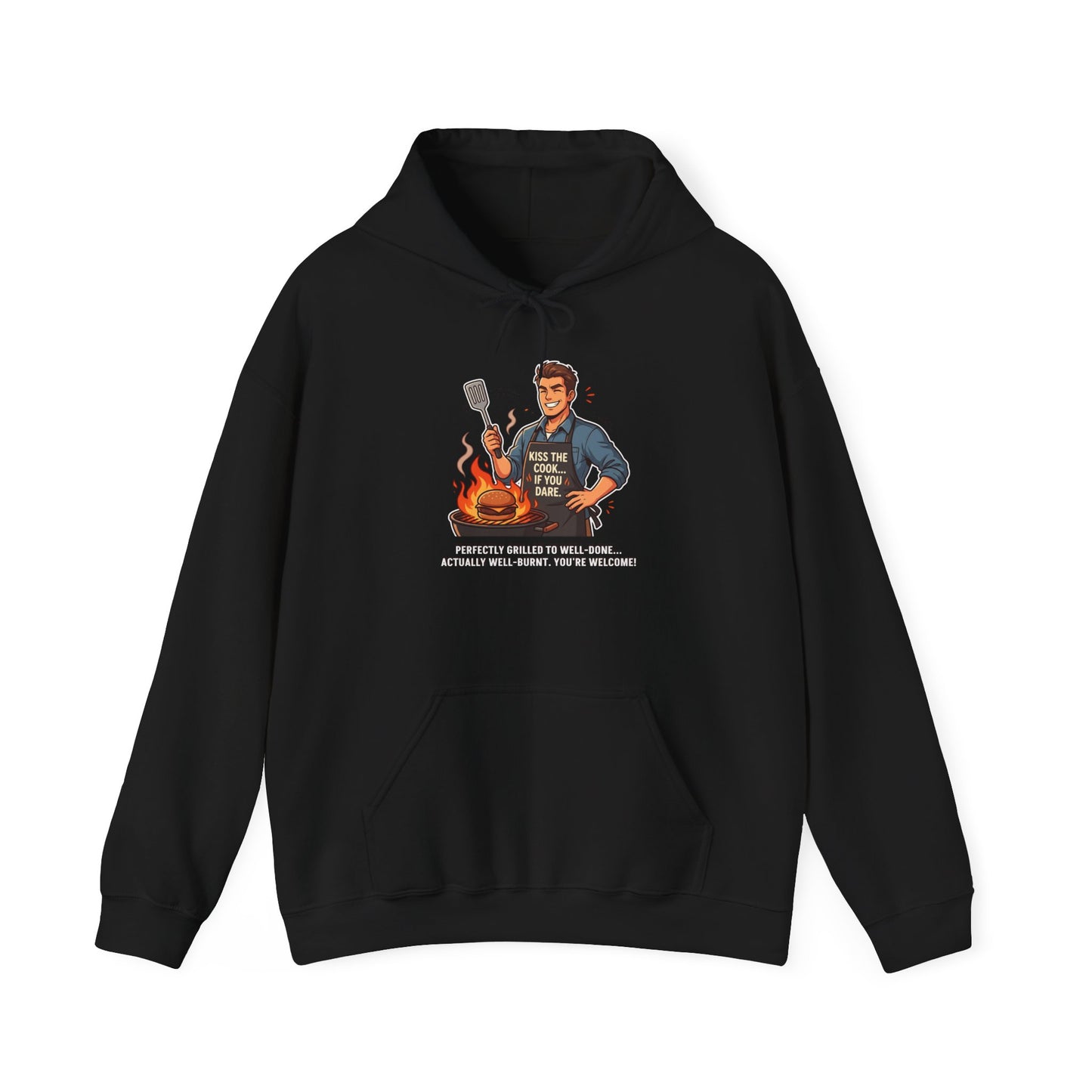 Hoodie – Vintage Grillmaster BBQ Sweatshirt ("Perfectly Grilled...Actually I Just Set It Ablaze")