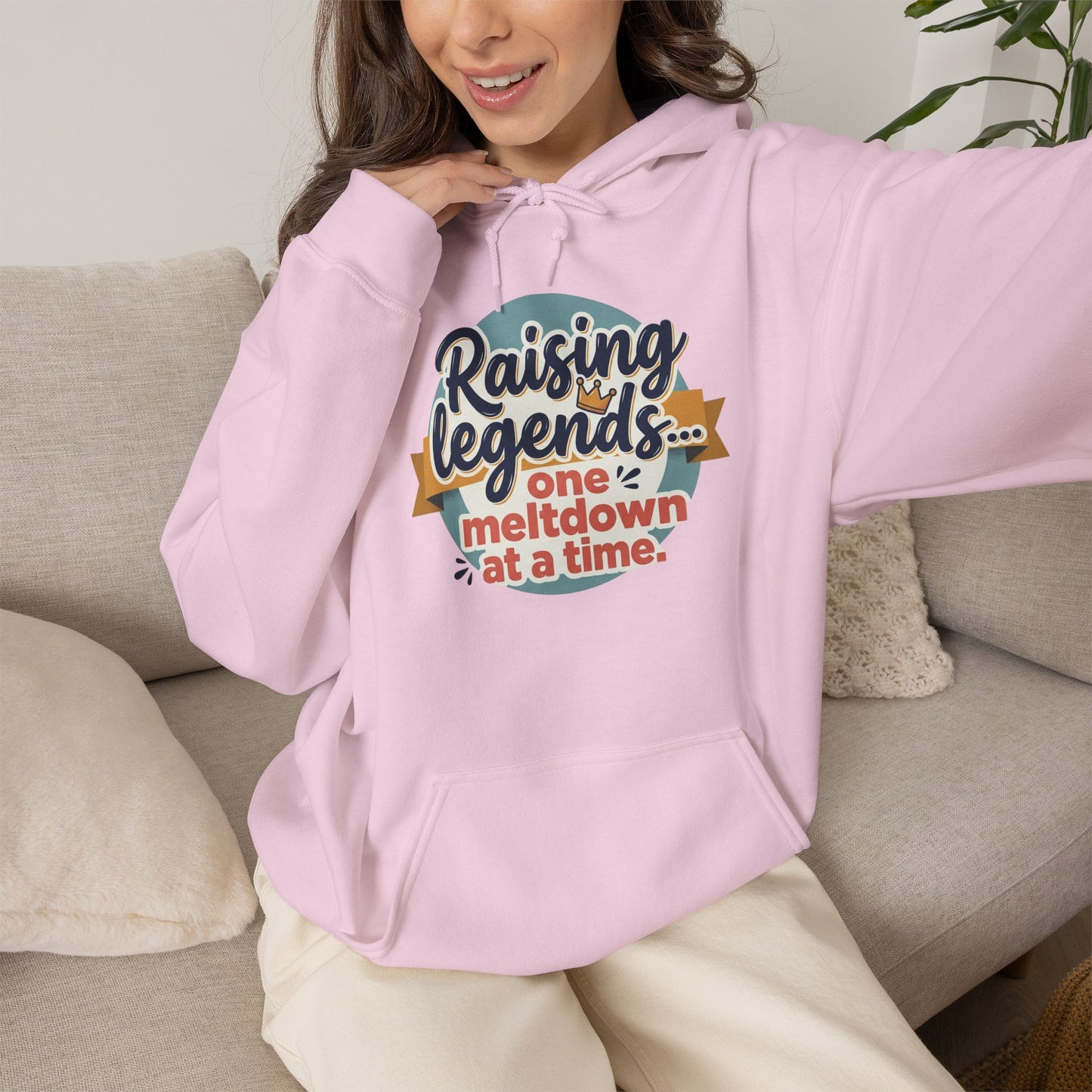 Hoodie — "Raising Legends... one meltdown at a time" Retro Parenthood Sweatshirt