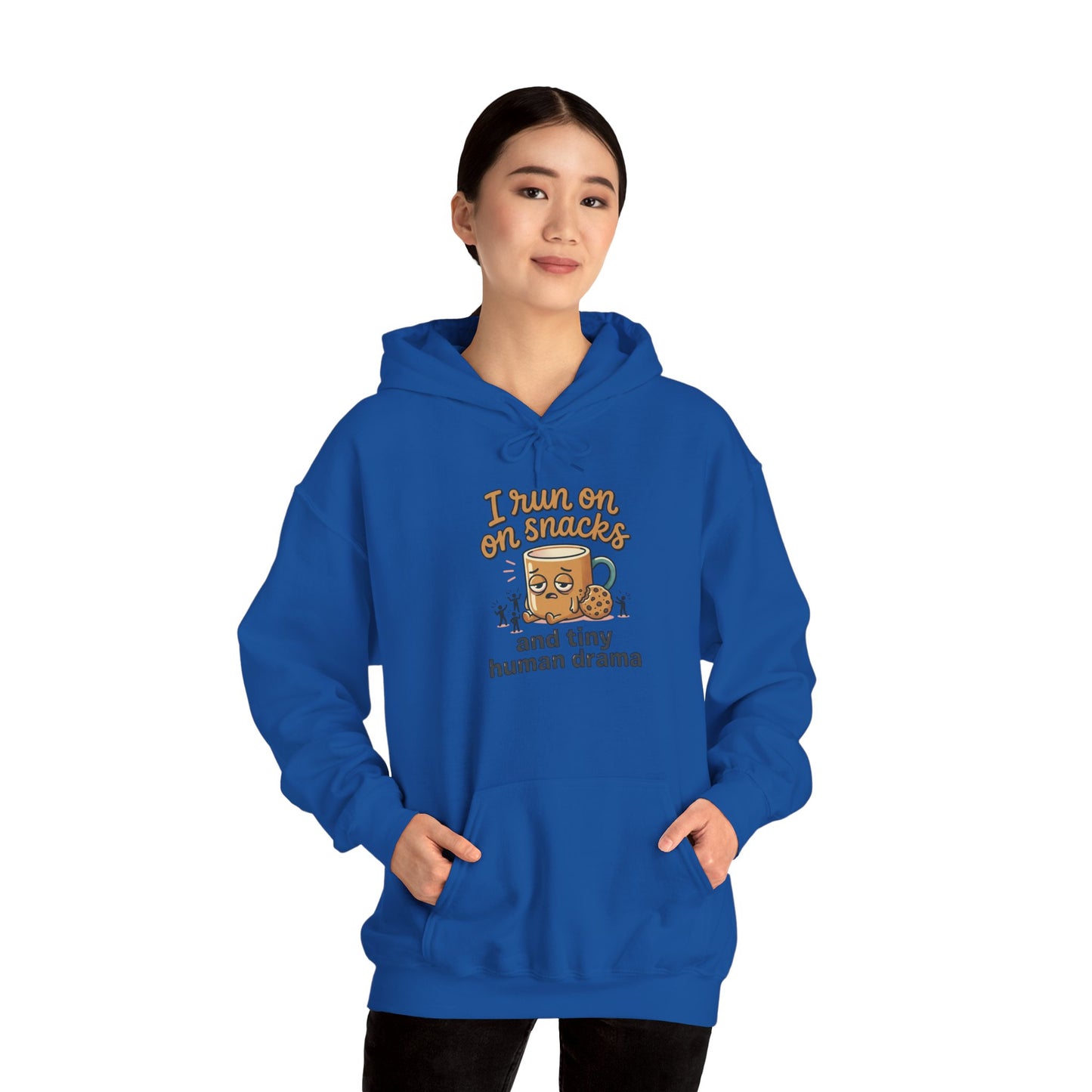 Coffee Mug Hoodie - "I Run on Coffee and Tiny Human Drama" Funny Mom Sweatshirt
